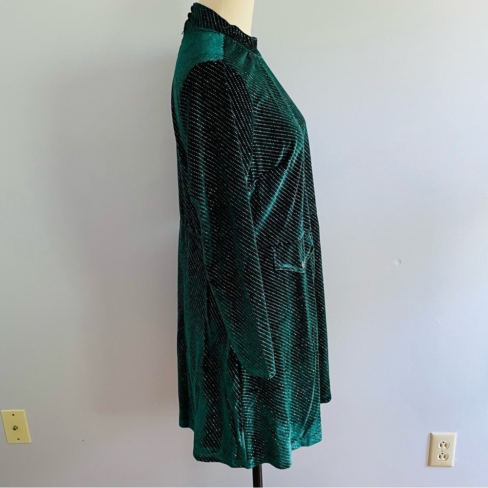 Smak Parlour Emerald Sparkly Velvet Mock Turtleneck Dress- Size 2X- NWT - Picture 6 of 10